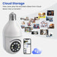 Light Bulb IP Camera With AI Human Detection And Human Track, 355 Degree Pan/Tilt Panoramic Smart Home Surveillance Camera